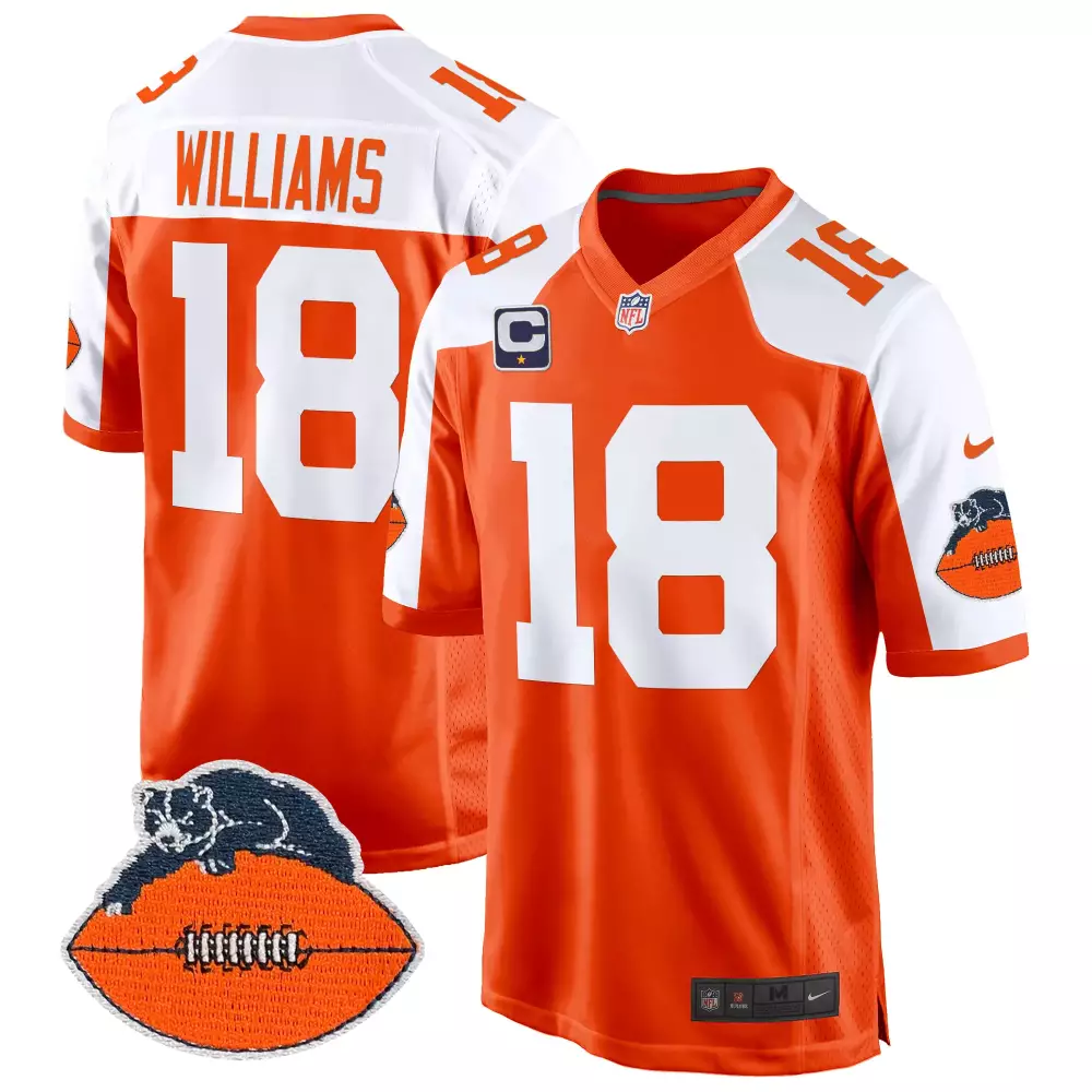 Caleb Williams 18 Chicago Bears Jersey Orange Football Bear Men NFL White Alternate
