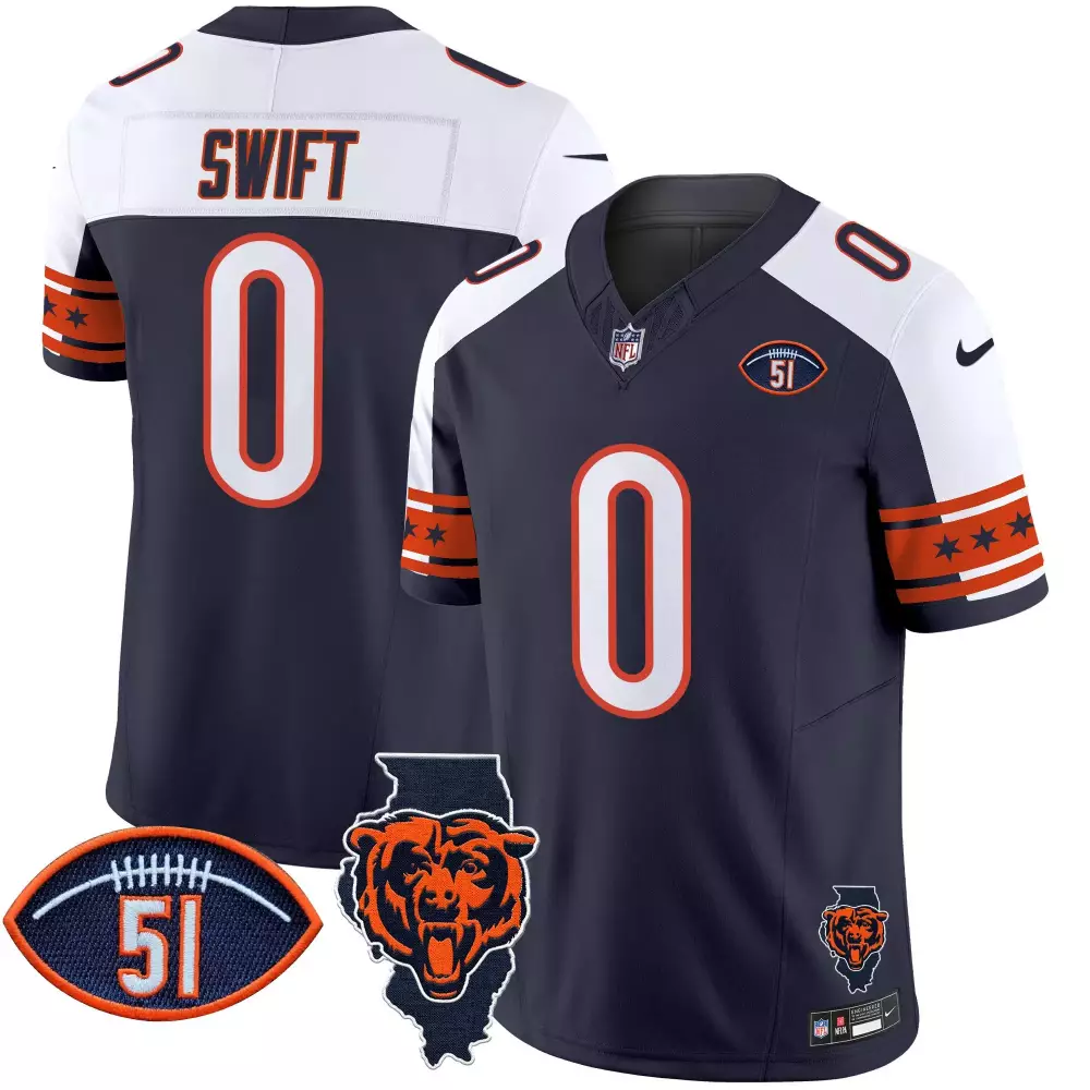 Dandre Swift Bears Jersey Navy Blue Illinois State Outline Bear Football 51 Men Standard