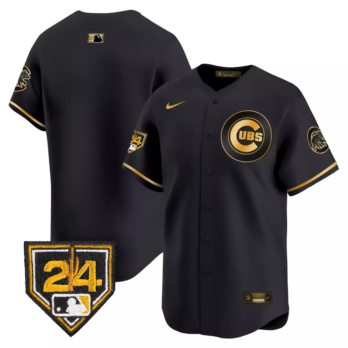 Clayton Kershaw 22 Cubs Jersey Black Men Gold Vapor Premier Limited v2 All Stitched