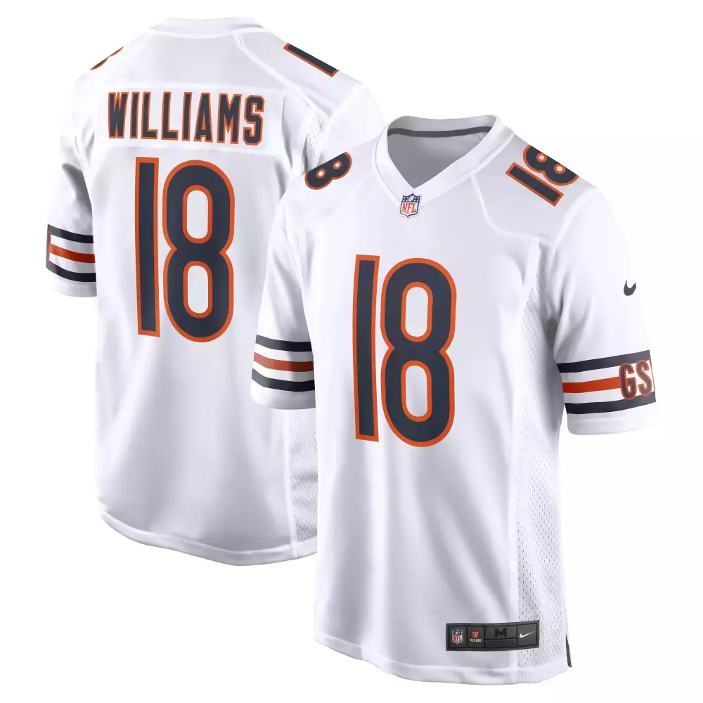 Caleb Williams 18 Chicago Bears Jersey White Men Authentic Alternate Navy Blue Orange