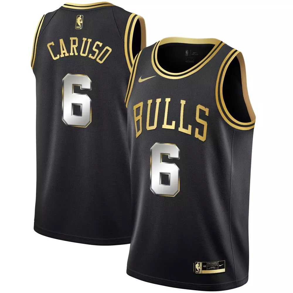 Alex Caruso 6 Bulls Jersey Black Men Official Gold All Stitched Vapor