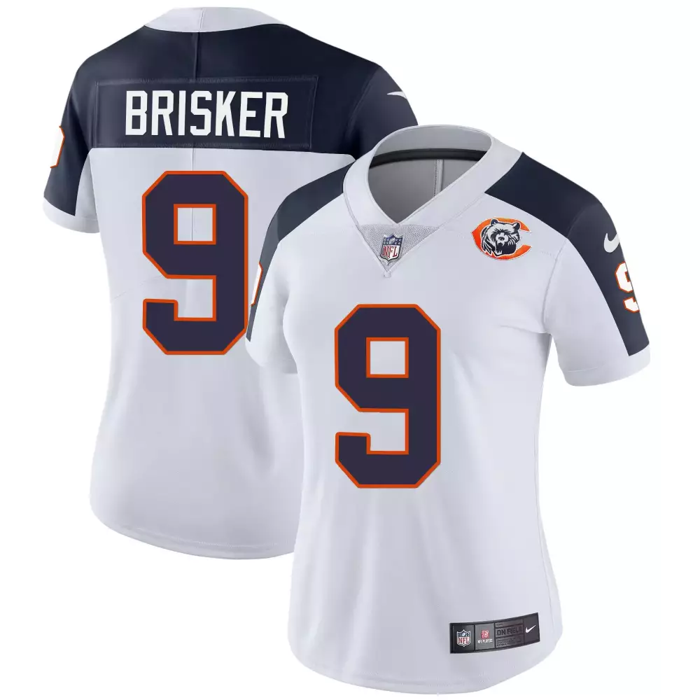 Jaquan Brisker 9 Chicago Bears Jersey White Women Player Alternate Navy Blue Orange