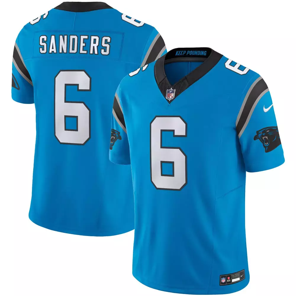 Ja'tavion Sanders 6 Jersey Blue Carolina Panthers Men Replica Black White Vapor Limited