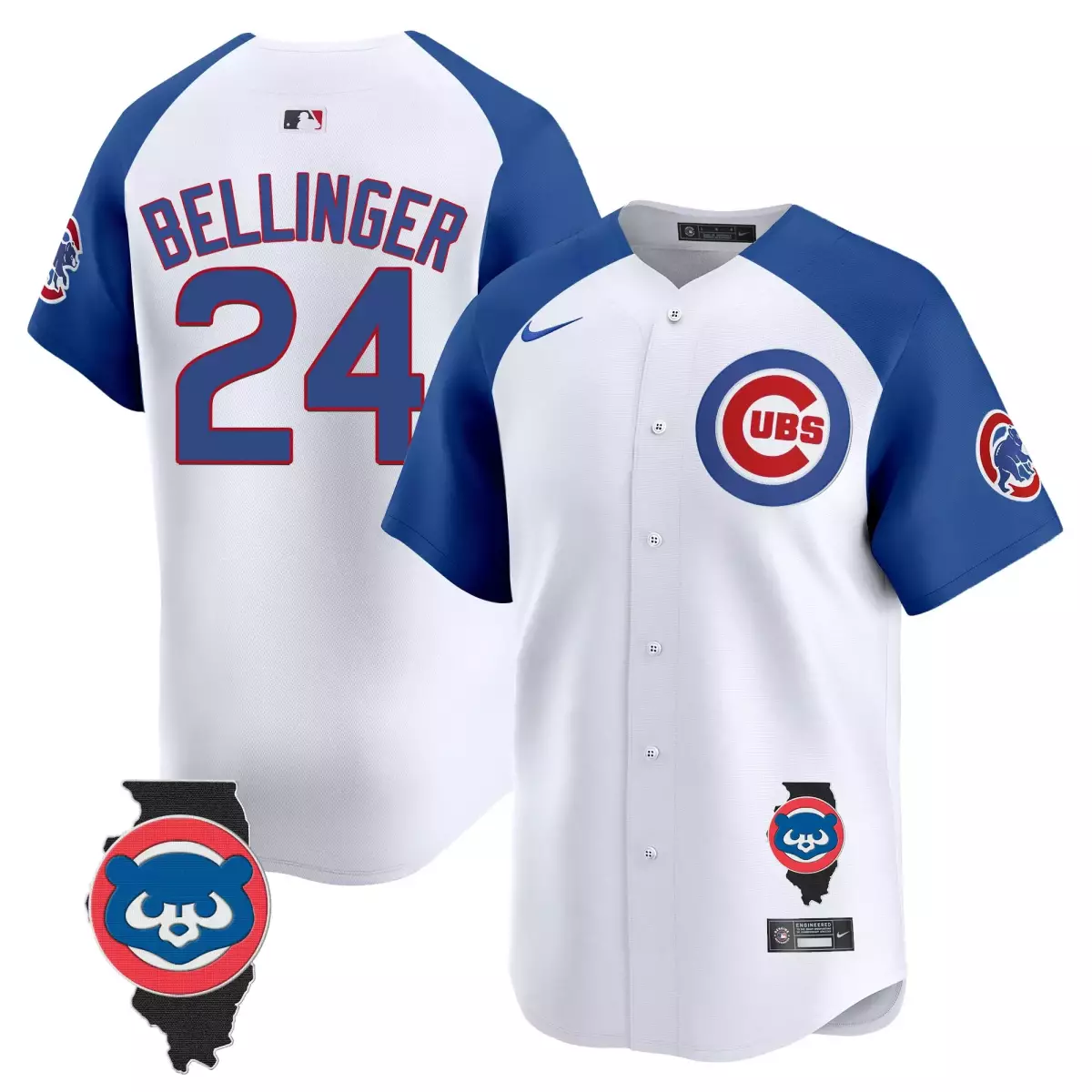 Cody Bellinger 24 Cubs Jersey White City Connect Illinois State Outline Men Royal Blue
