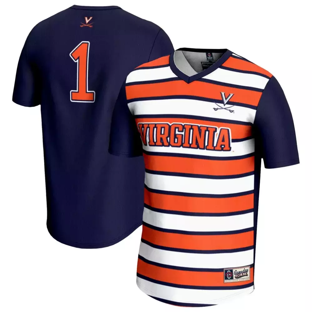 Custom Virginia Cavaliers 1 Jersey Navy Men Split Orange White Gameday Unisex Fashion