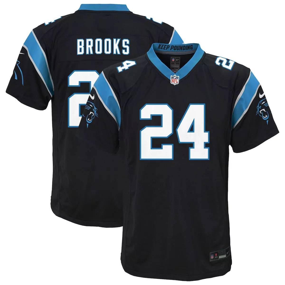 Jonathon Brooks 24 Jersey Black Carolina Panthers Men Blue White Game