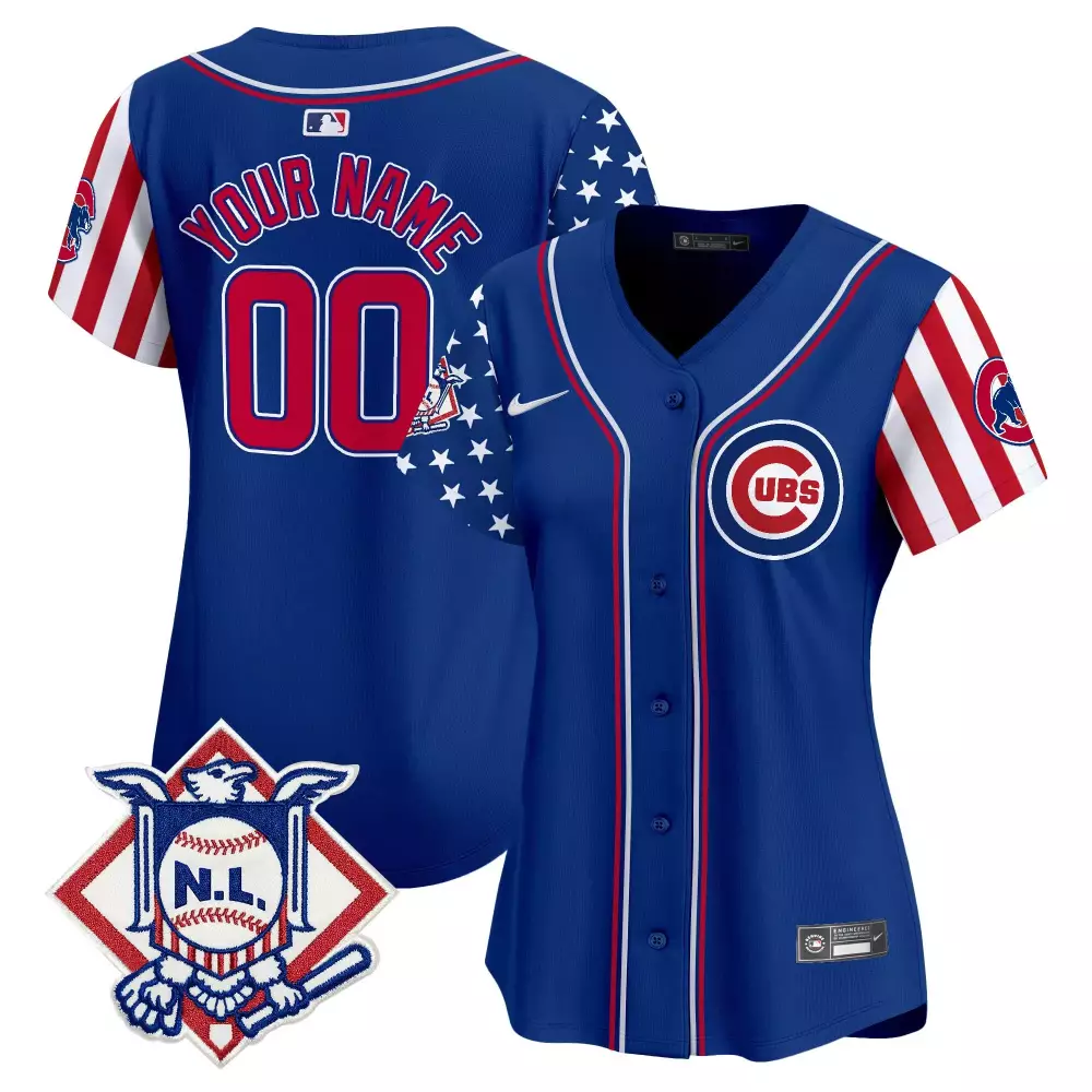 Custom Cubs Jersey Blue USA Stars And Stripes Design Red White Vapor Premier Limited