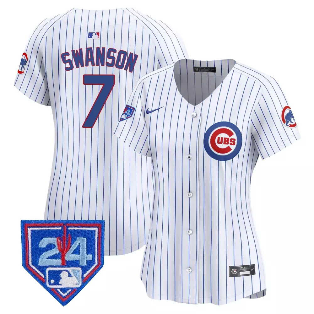 Dansby Swanson 7 Cubs Jersey White Men Blue Vapor Premier Limited All Stitched