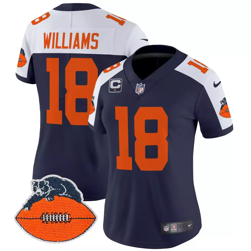 Caleb Williams 18 Bears Jersey Navy Men Replica Orange White Alternate Throwback