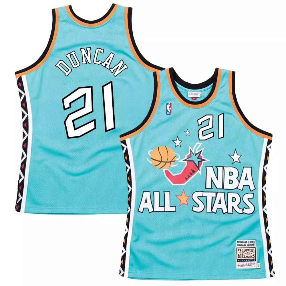 Tim Duncan 21 NBA Jersey Teal 1996 All-star Game All-stars Mitchell Ness Hardwood Classics