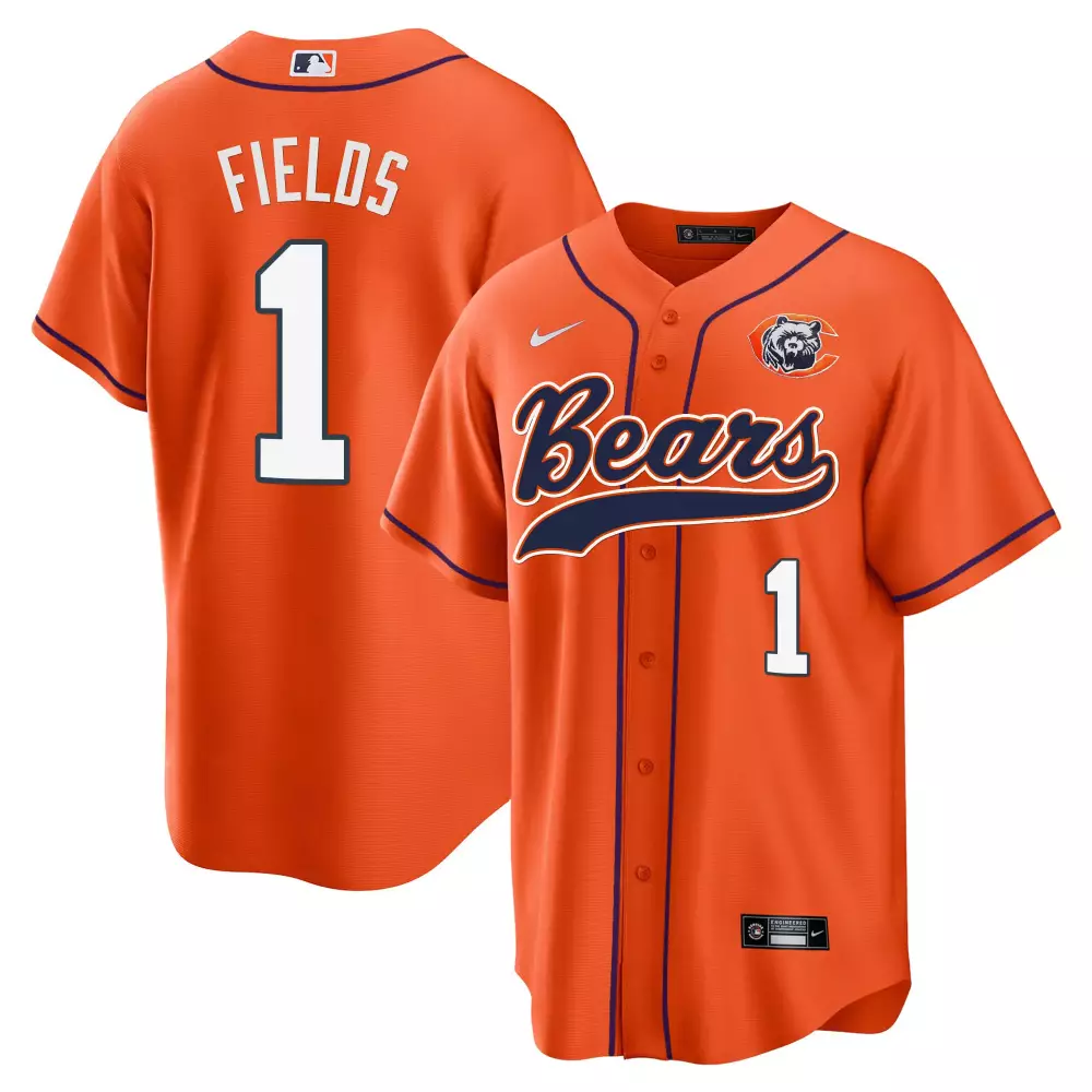 Justin Fields 1 Bears Jersey Orange Navy Blue White All Stitched Vapor