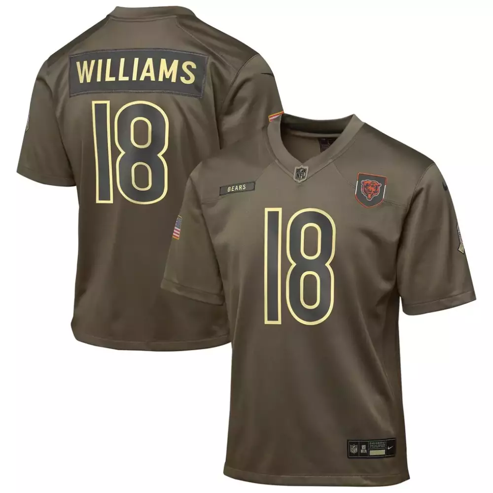 Caleb Williams 18 Bears Jersey Olive Green Us Flag Men Game Gold