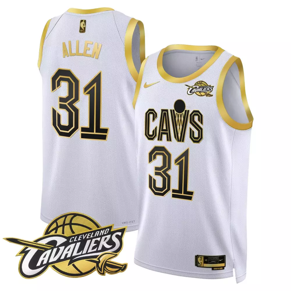 Jarrett Allen 31 Jersey White Cleveland Cavaliers Men Gold Black Swingman v2 All