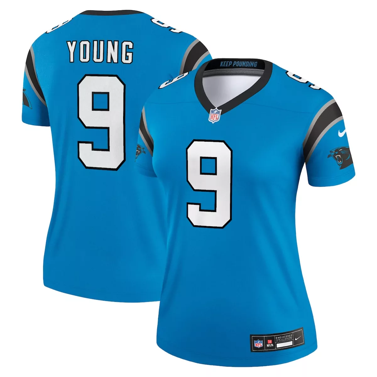 Bryce Young 9 Carolina Panthers Jersey Blue Women Authentic Black White Alternate