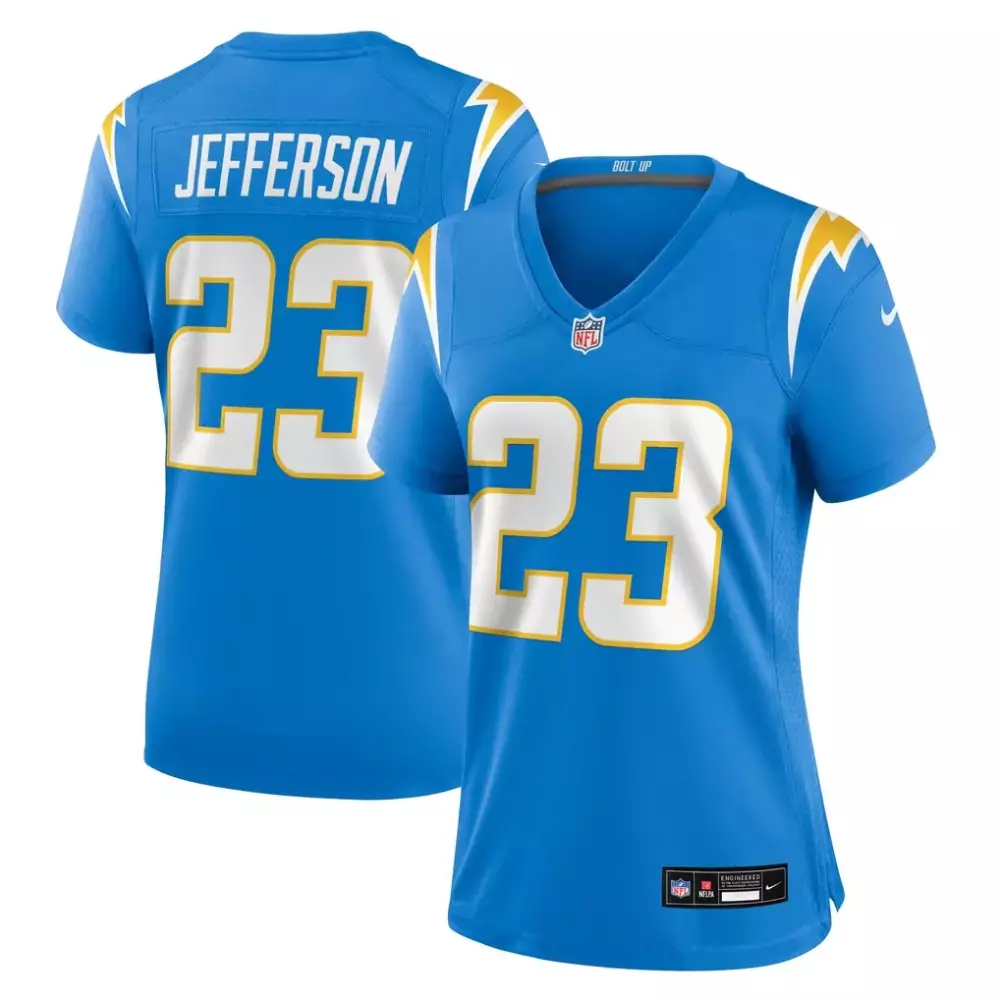 Tony Jefferson 23 Jersey Blue Los Angeles Chargers Men Authentic White Yellow Game