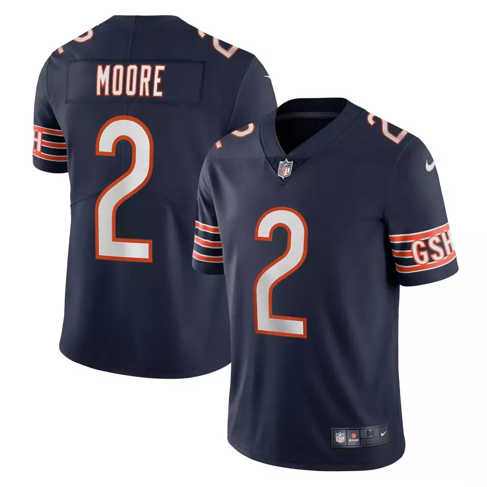 Moore 2 Chicago Bears Jersey Navy Blue Men Standard Orange White Stitched