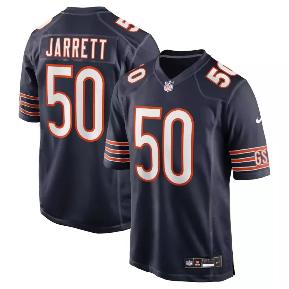 Grady Jarrett 50 Chicago Bears Jersey Navy Blue Men NFL Orange White Game