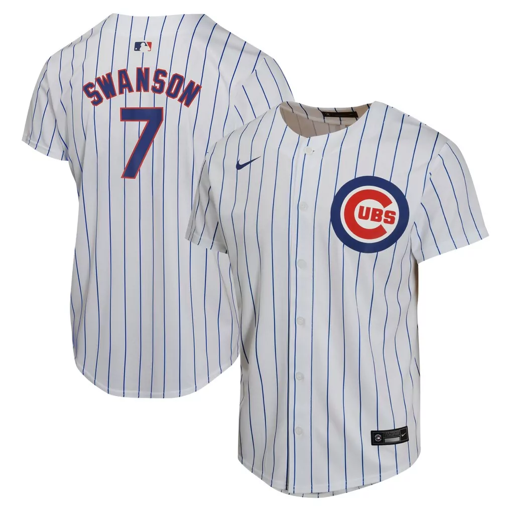 Dansby Swanson 7 Cubs Jersey White Men Blue Red Home Game