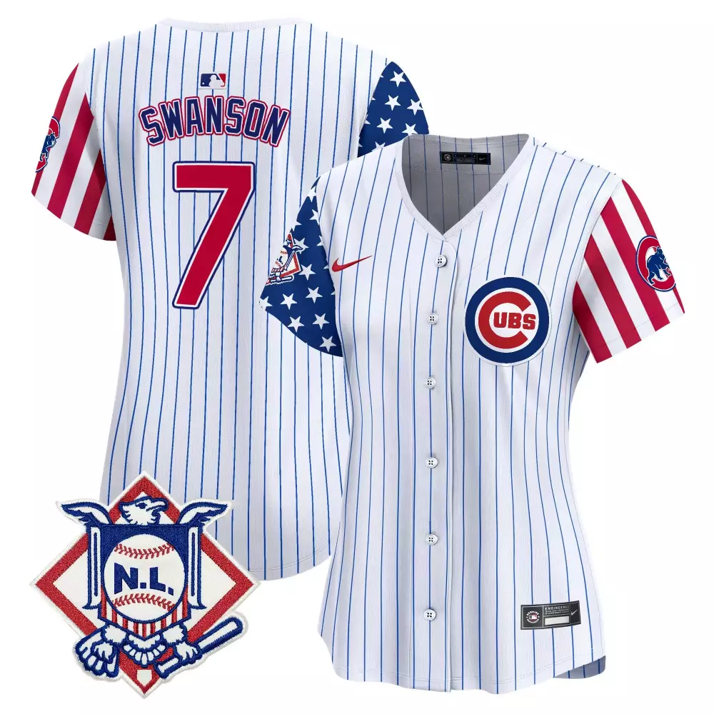 Dansby Swanson 7 Cubs Jersey White Stars And Stripes National League 2023 Men Alternate