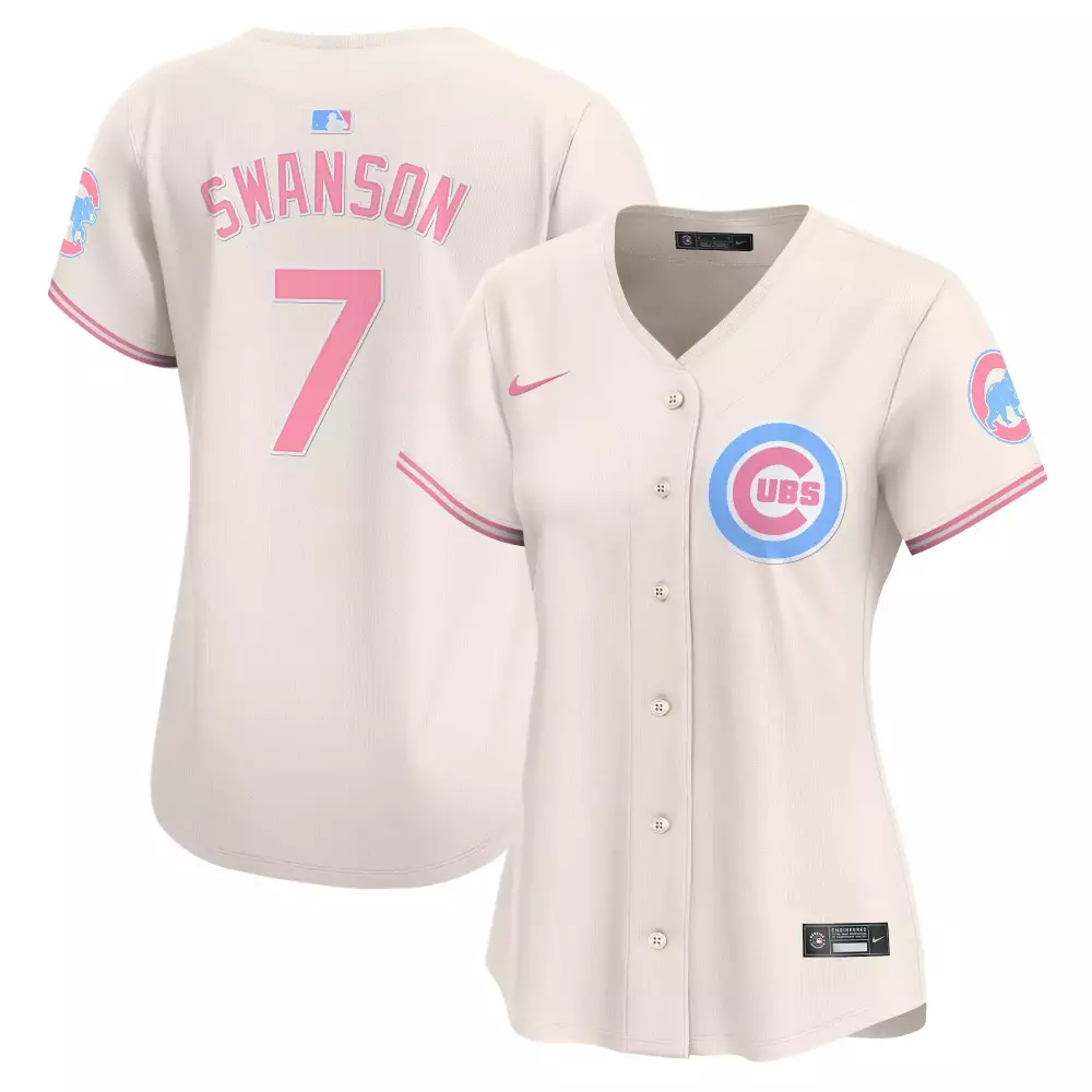Dansby Swanson 7 Cubs Jersey White Women Pink Light Blue Vapor Premier Limited All