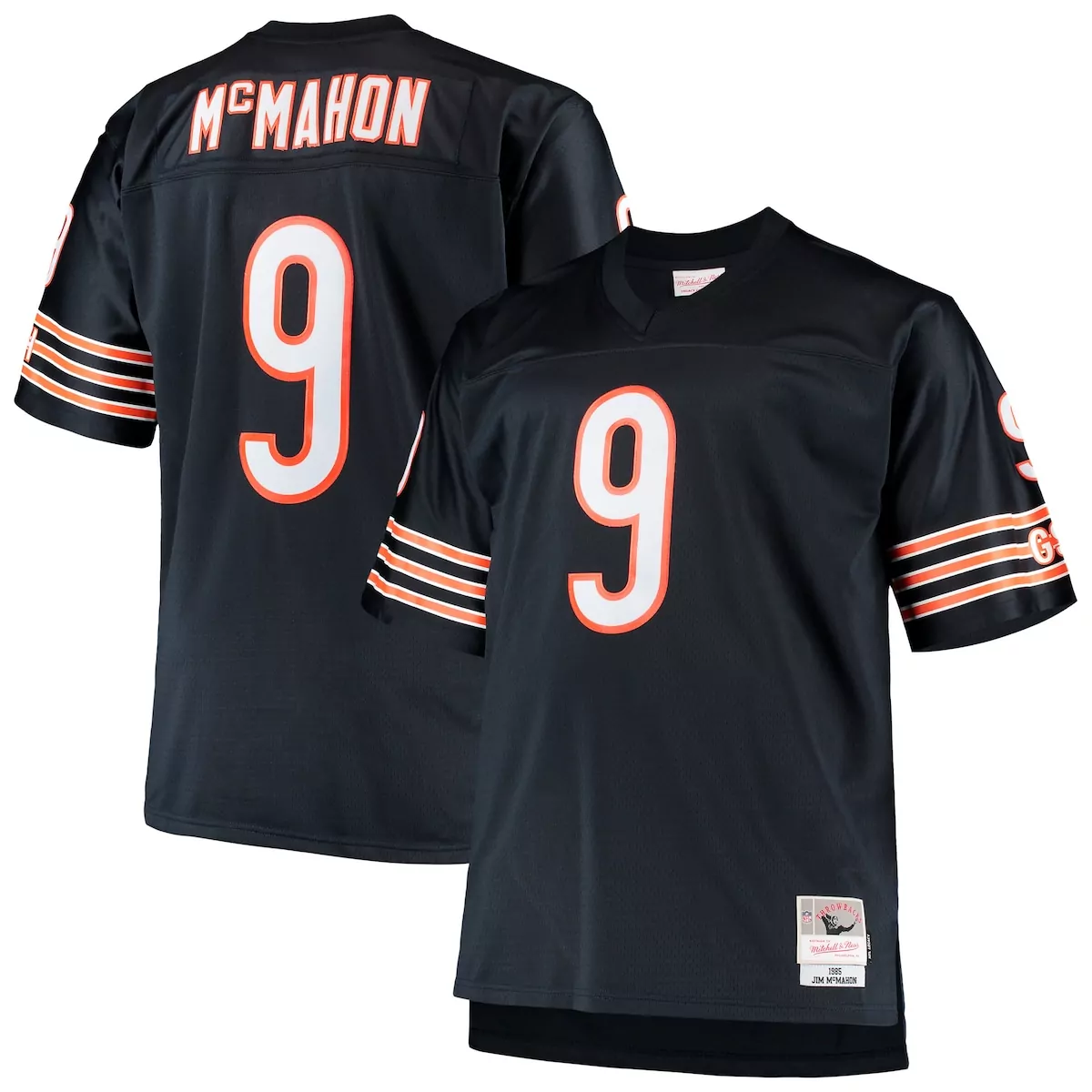 Jim Mcmahon 9 Chicago Bears Jersey Black Throwback Mitchell Ness Men Design Orange