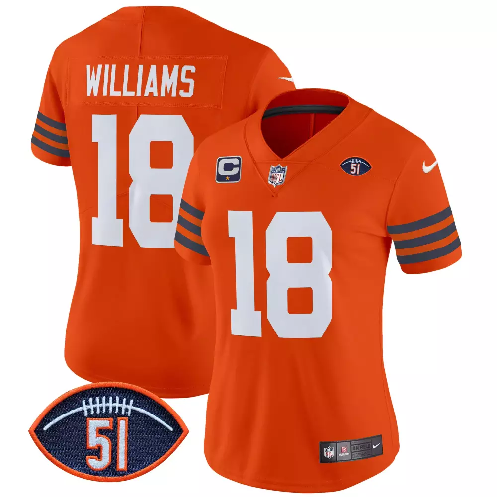 Caleb Williams 18 Jersey Orange Cleveland Browns Men Authentic Brown White Throwback