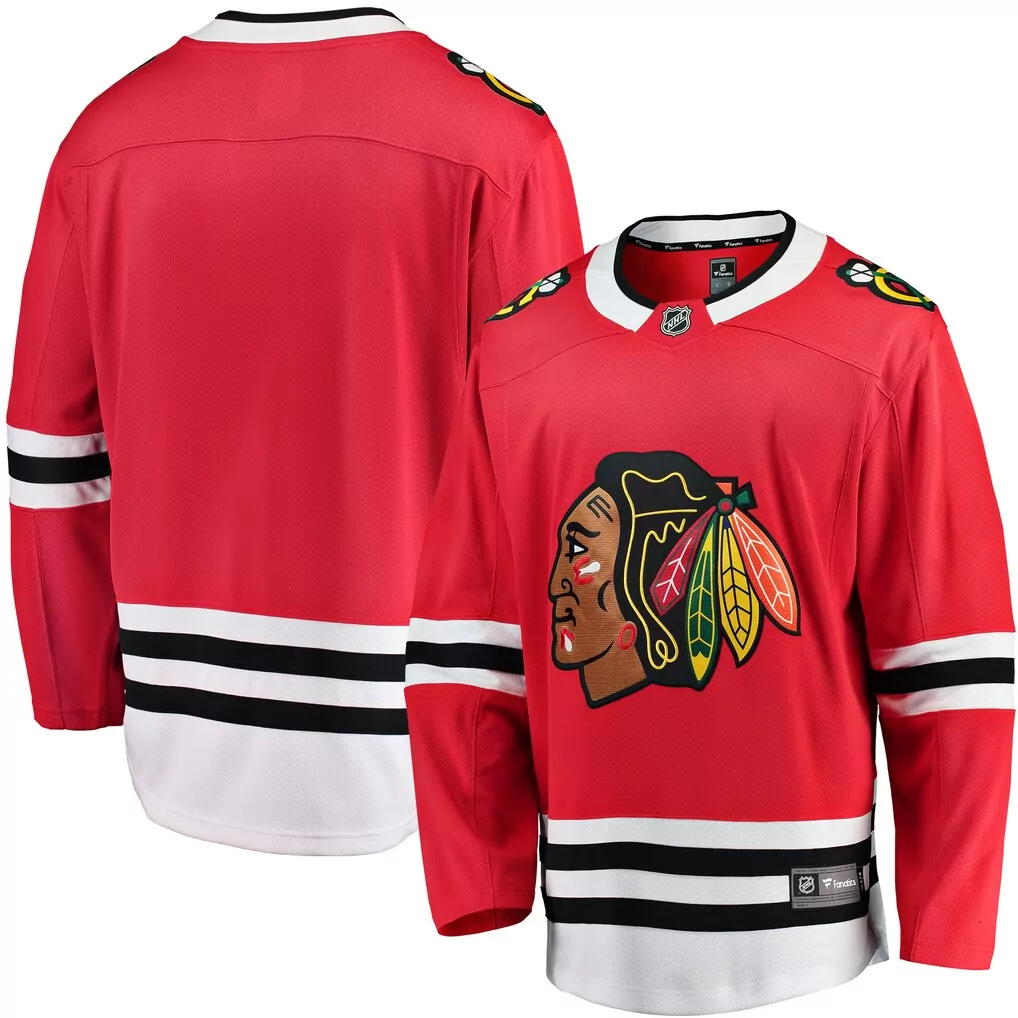 Custom Chicago Blackhawks Jersey Red Men Replica White Black Breakaway Home