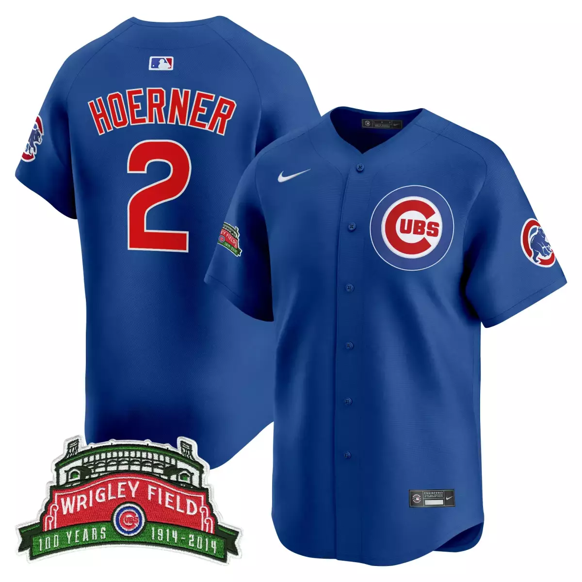 Hoerner Wrigley 2 Cubs Jersey Blue 100 Years Field Men Red White Vapor Premier Limited
