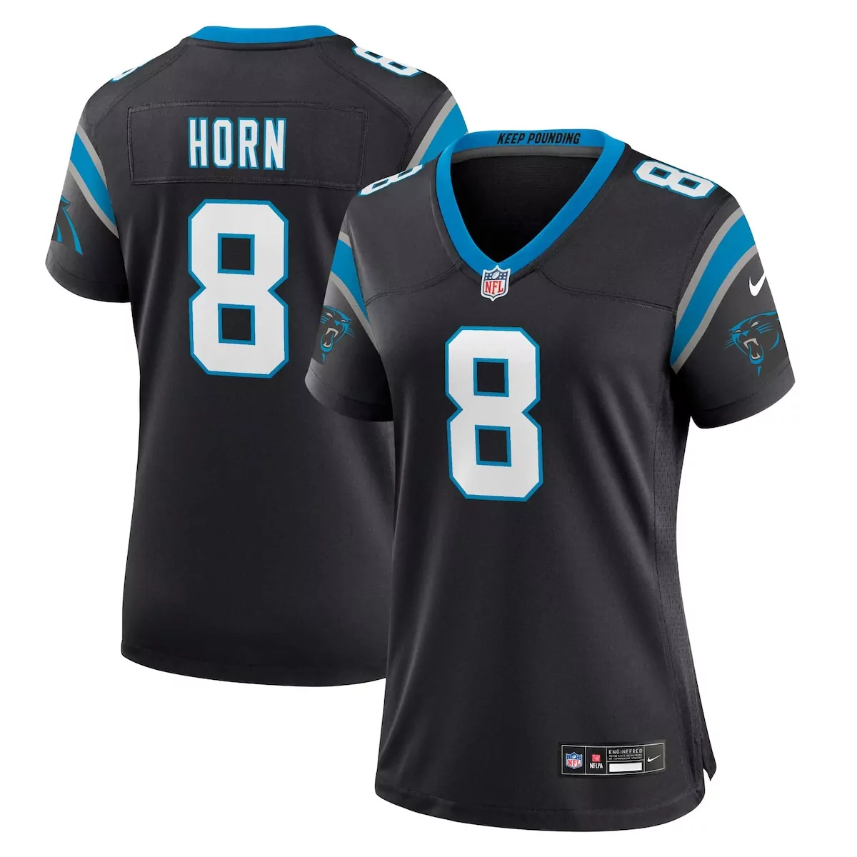 Jaycee Horn 8 Carolina Panthers Jersey Black Men Blue Silver White