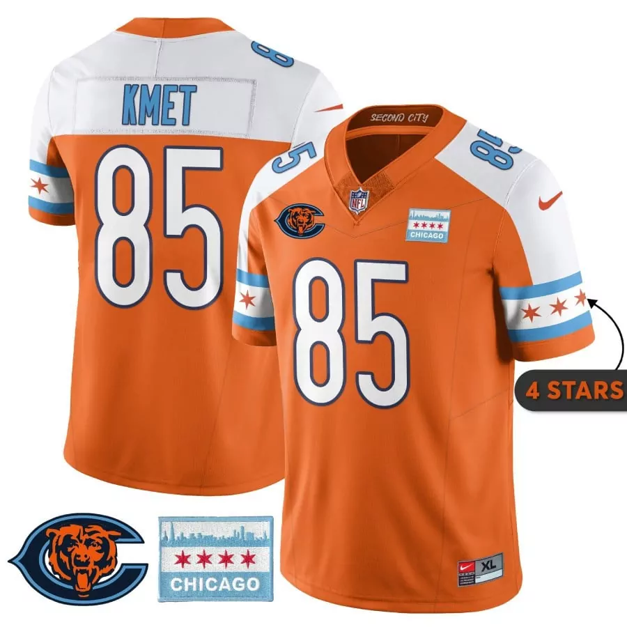 Cole Kmet 85 Chicago Bears Jersey Orange City Connect Flag Stars Men Alternate White