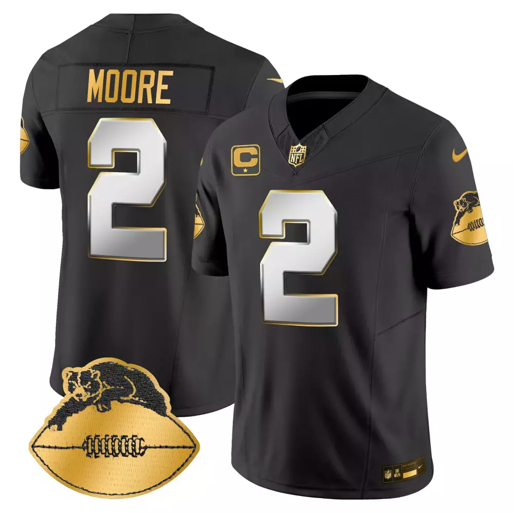 Moore 2 Chicago Bears Jersey Black Monsters Of The Midway Badger Football Men Gold