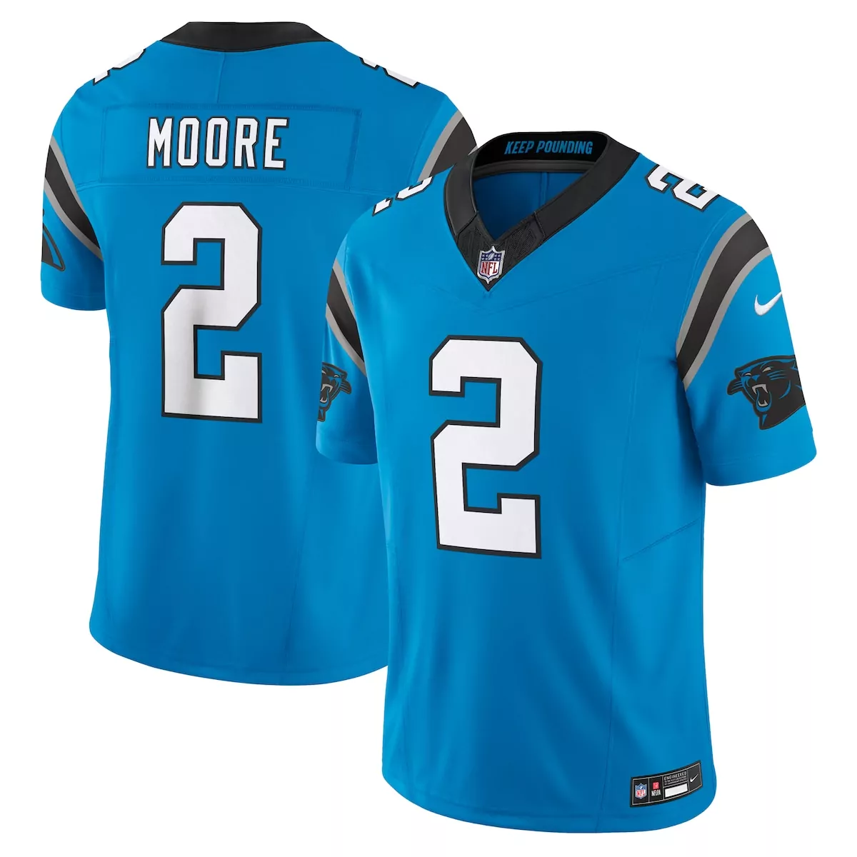 David Moore 2 Carolina Panthers Jersey Blue Men Black White Vapor Limited