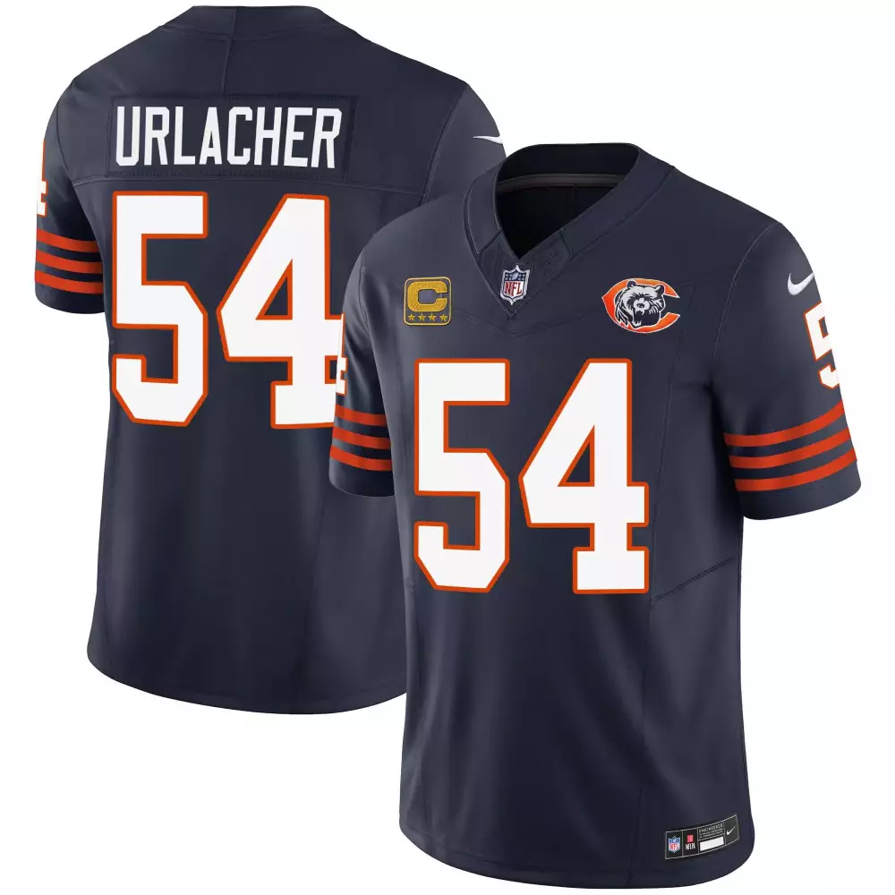 Brian Urlacher 54 Chicago Bears Jersey Navy Blue Stars Men Orange White Throwback