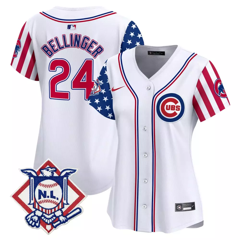 Cody Bellinger 24 Cubs Jersey White National League Women Custom Design Red Blue