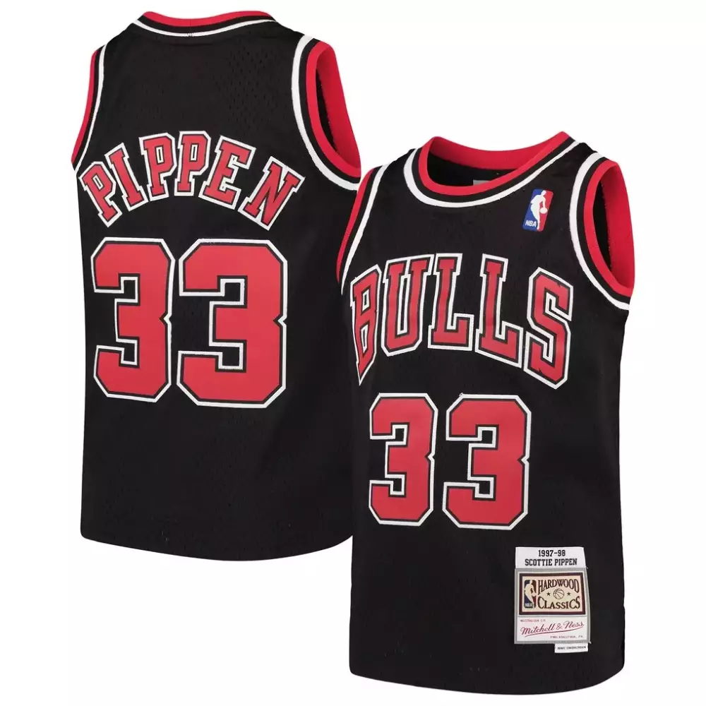 Scottie Pippen 33 Bulls Jersey Black 1997-98 Mitchell Ness Hardwood Classics Men