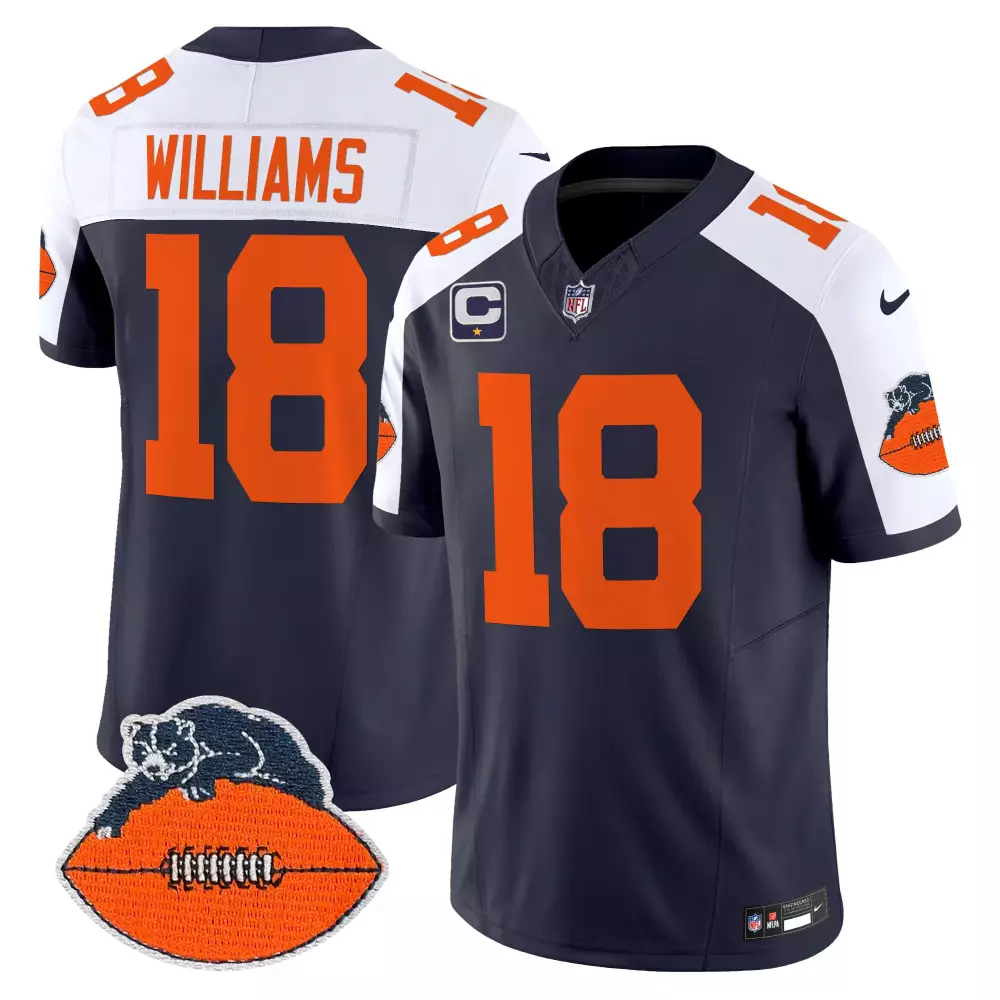 Caleb Williams 18 Chicago Bears Jersey Navy Football Bear Men Alternate White Orange