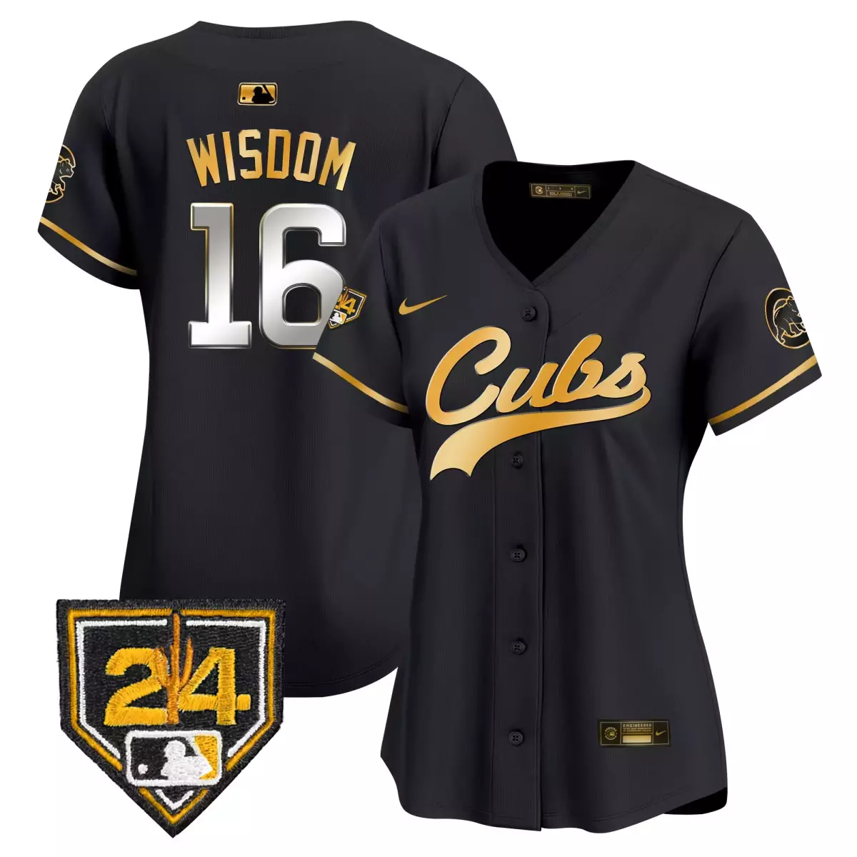 Wisdom Training 16 Cubs Jersey Black Men Gold Silver Vapor Premier Limited All Stitched