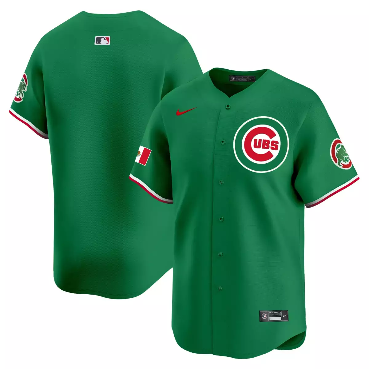 Chicago Cubs Jersey Green Mexico Flag Men White Red Vapor Premier Limited v3 All