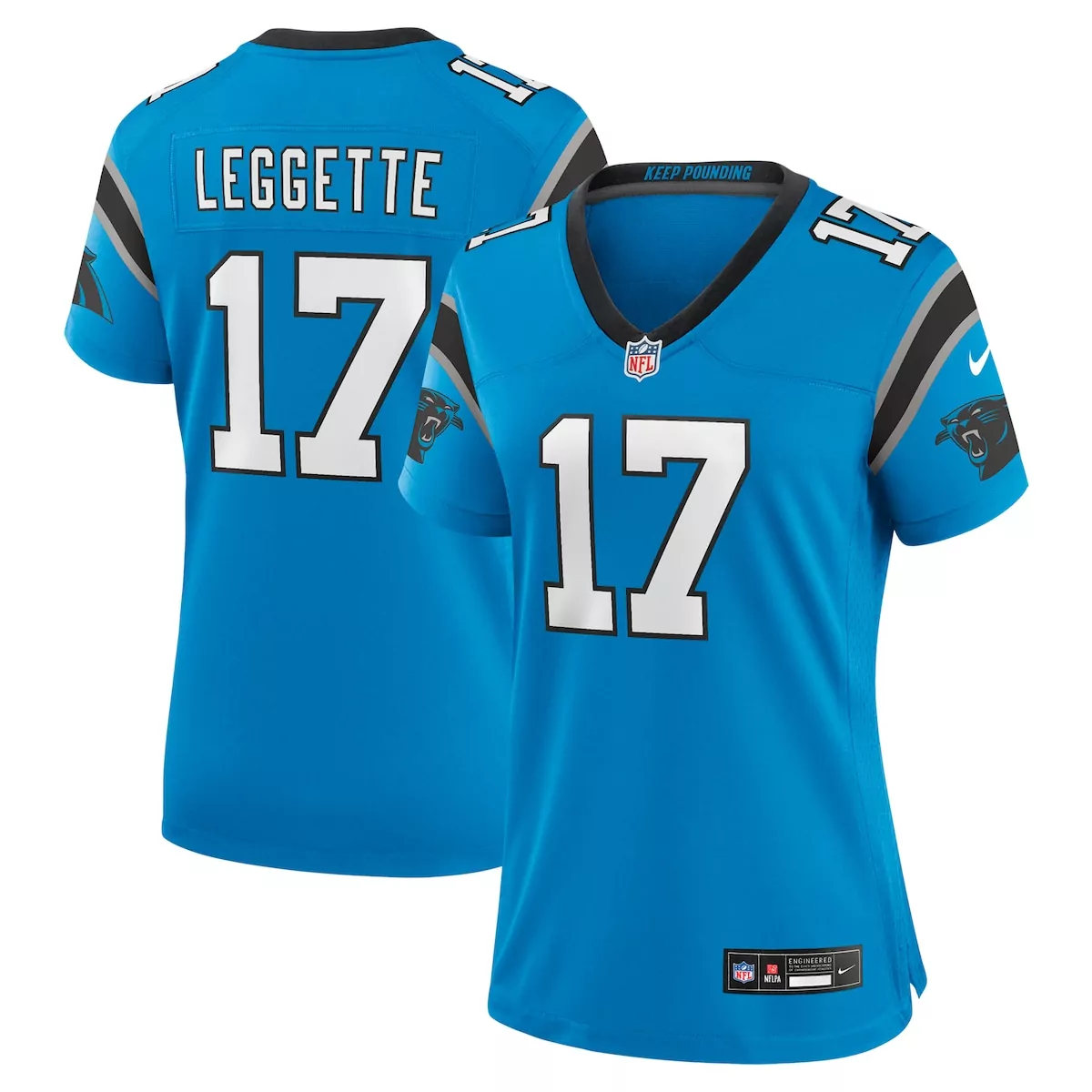 Xavier Legette 17 Jersey Carolina Blue Panthers Women Replica Black White Silver