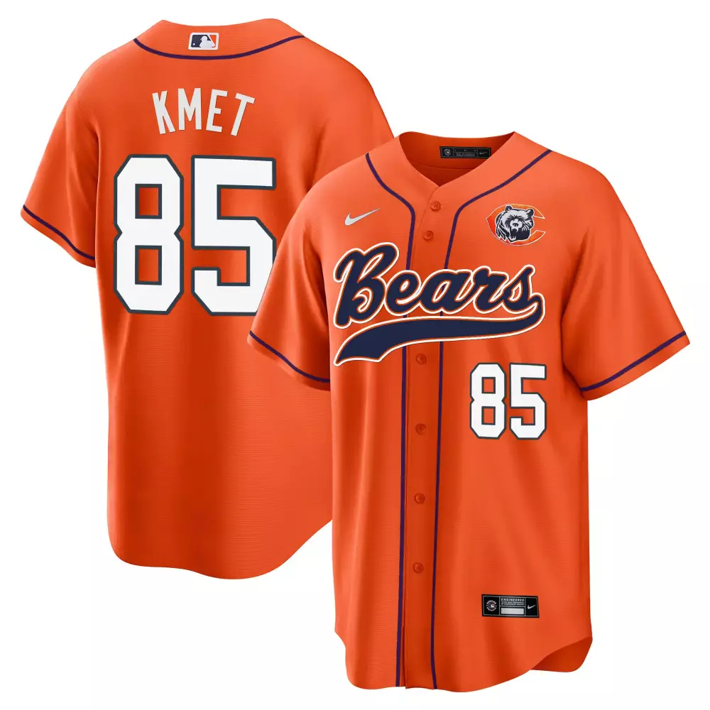 Cole Kmet 85 Bears Jersey Orange Navy Blue White Stitched