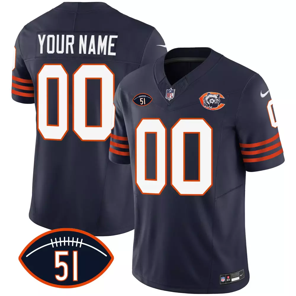 Custom Chicago Bears Jersey Navy Blue Men Orange White All Stitched Vapor