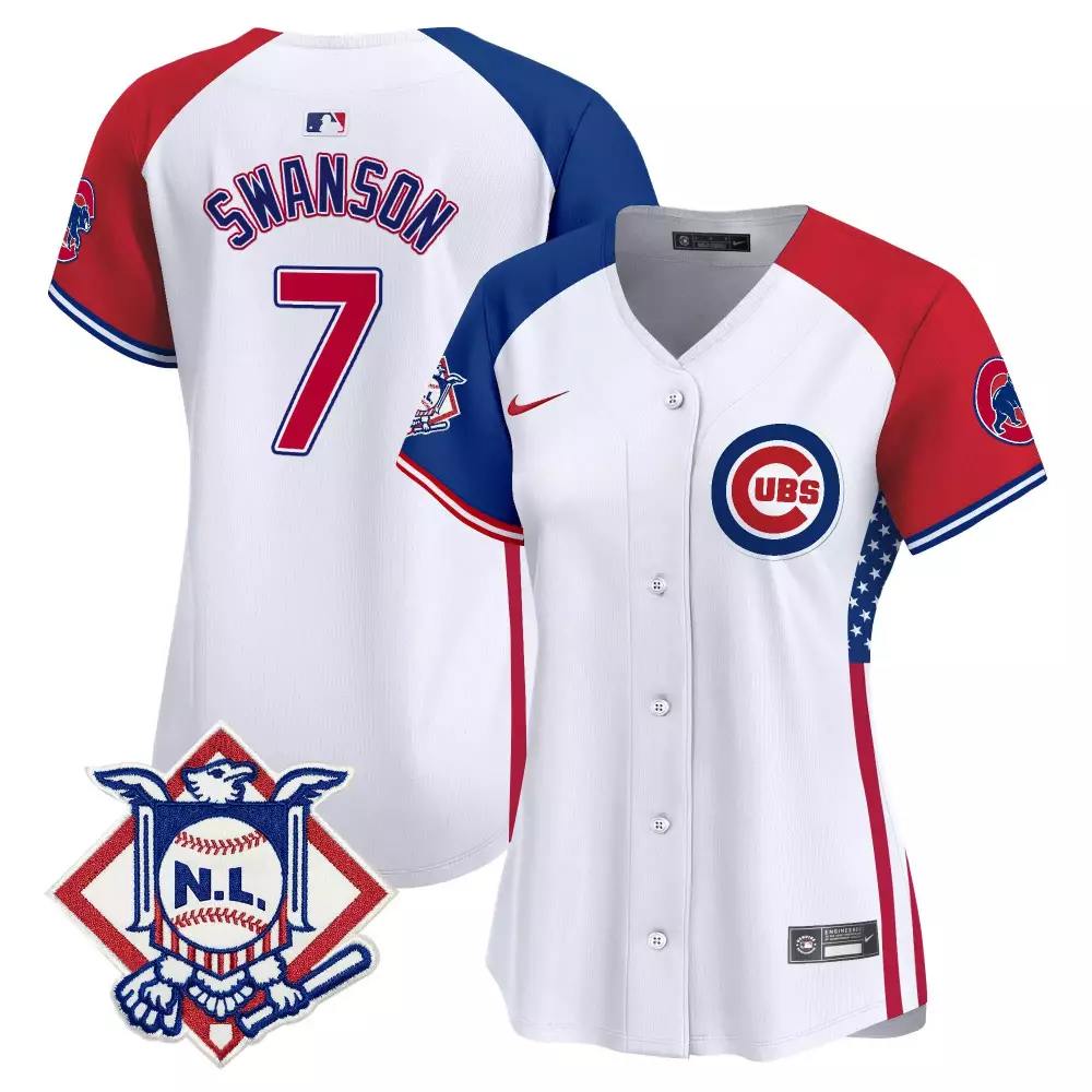 Dansby Swanson 7 Cubs Jersey White Nl Women Alternate Custom Design Blue Red Vapor