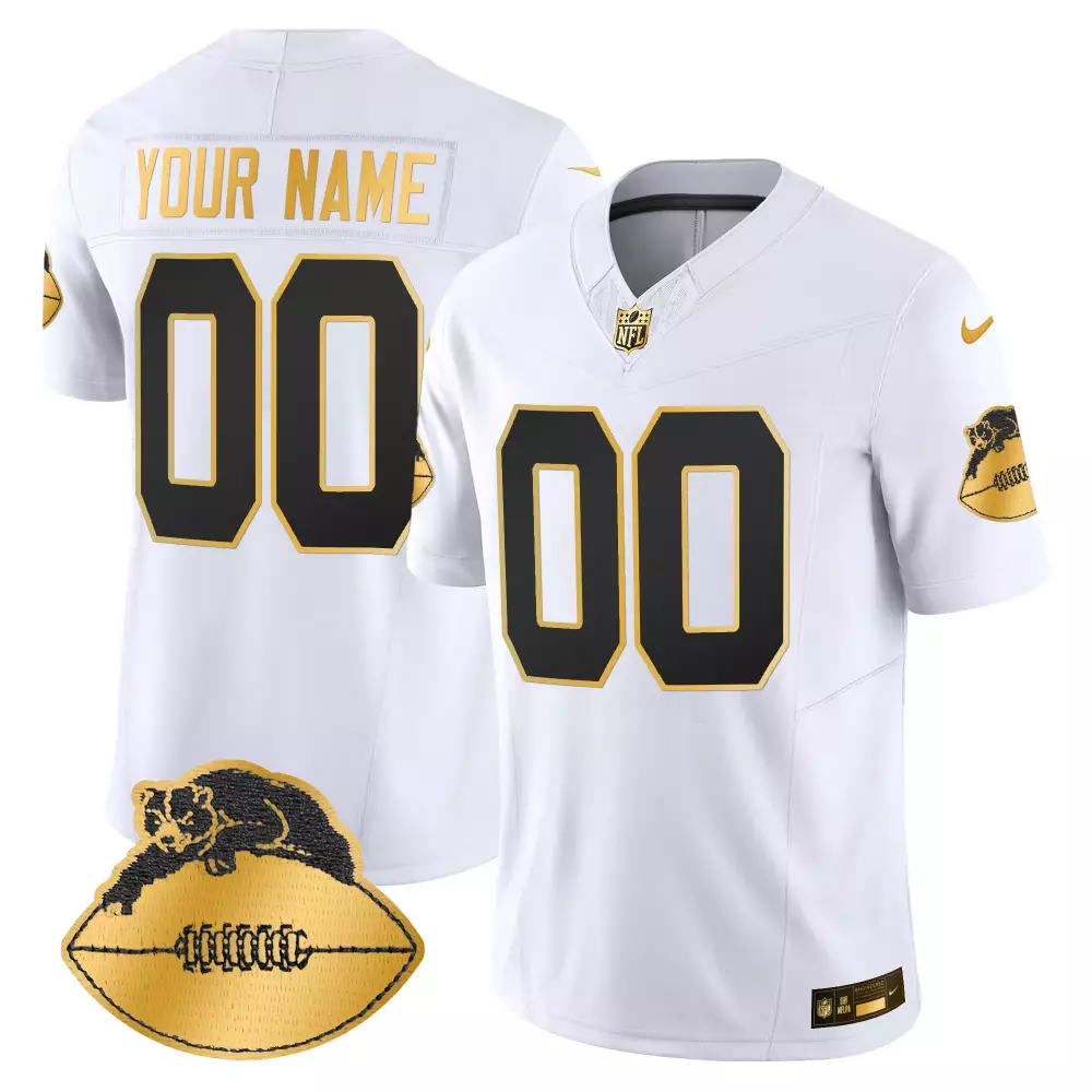 Custom Jersey White Pro Bowl Badger Football Standard Black Gold Throwback Vapor