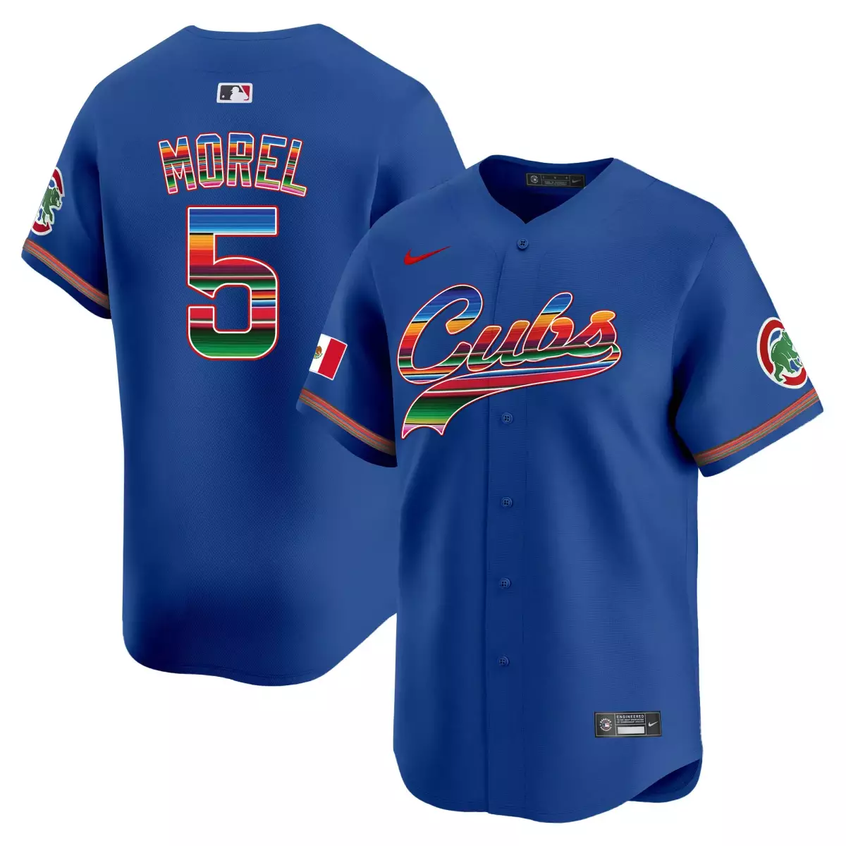 Morel Mexico 5 Cubs Jersey Royal Blue City Connect Mexican Flag Men Custom Design