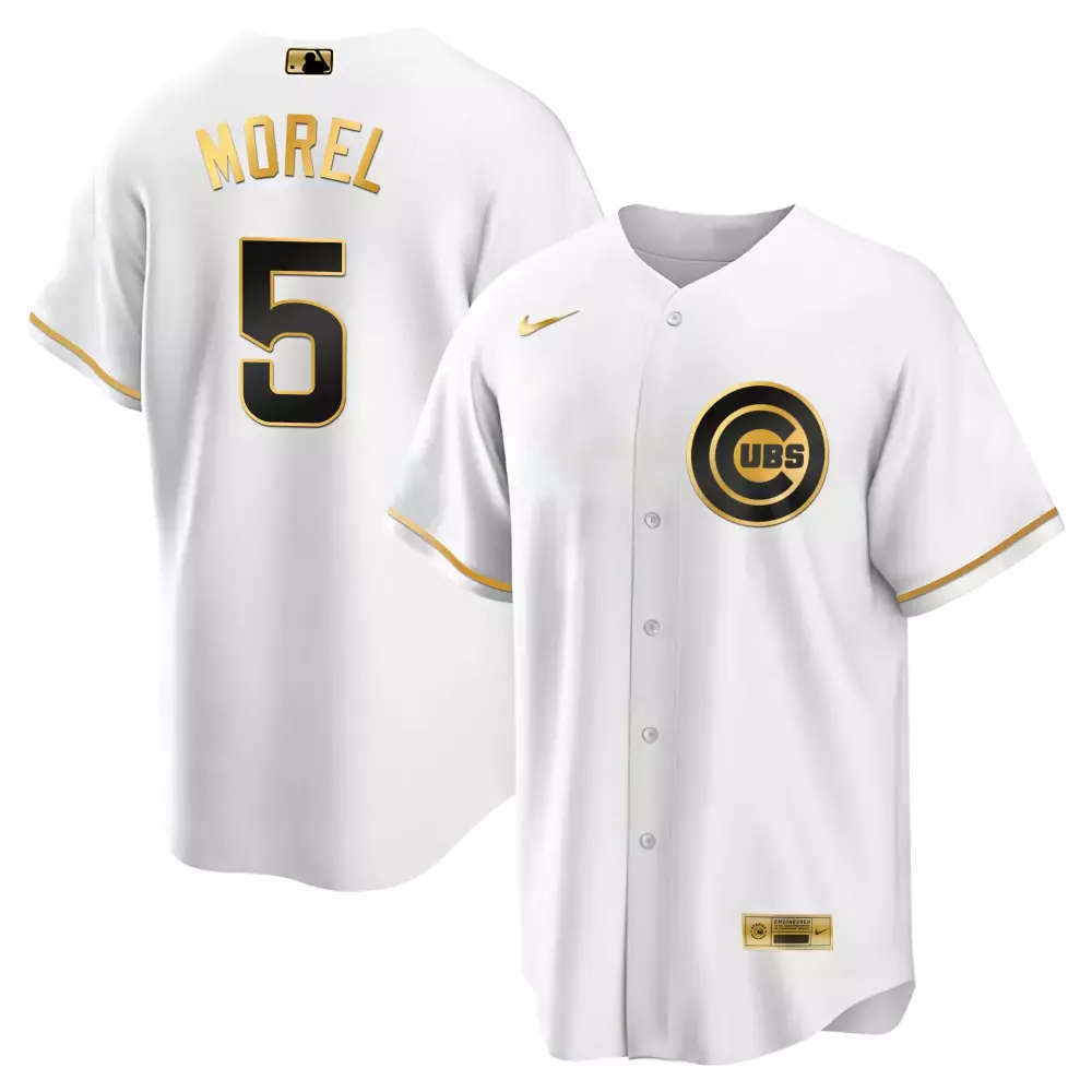 Christopher Morel 5 Cubs Jersey White Men Black Gold Cool Limited All Stitched