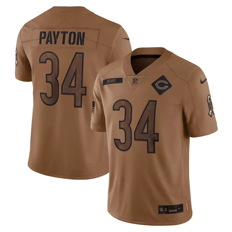 Walter Payton 34 Bears Jersey Brown Navy & Orange Cubs American Flag Men Official