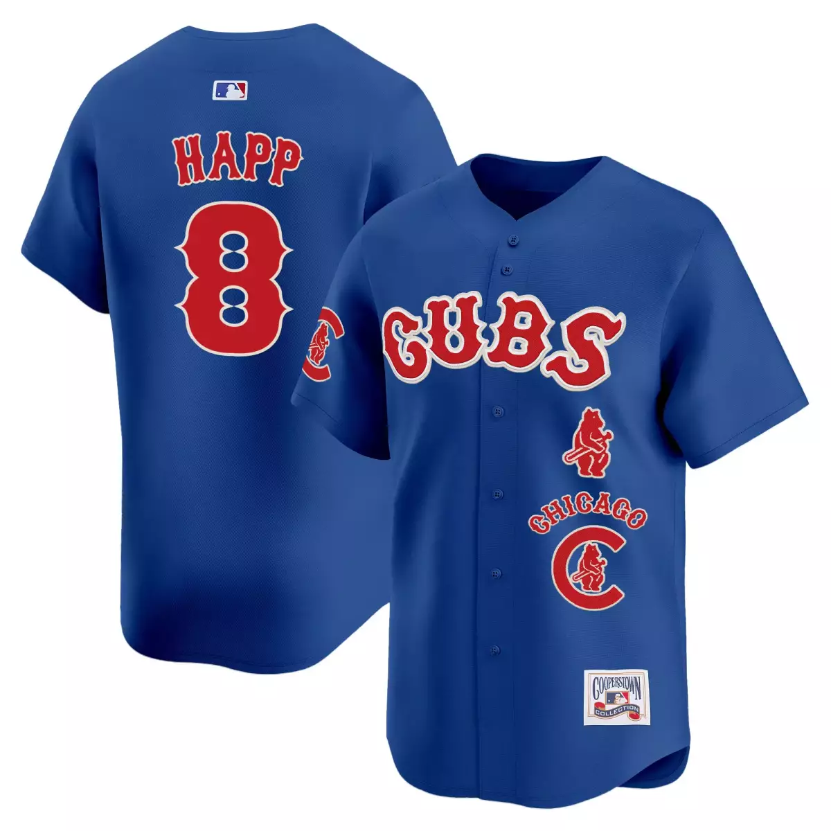 Happ Special 8 Cubs Jersey Blue Cooperstown Collection Men Red Vapor Premier Limited