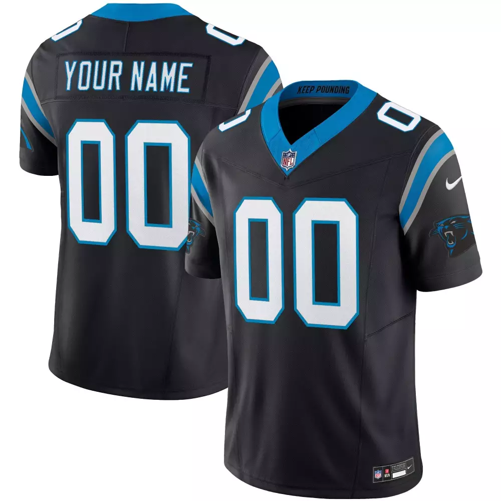Custom Carolina Panthers Jersey Black Men Blue Gray Vapor Limited All Stitched