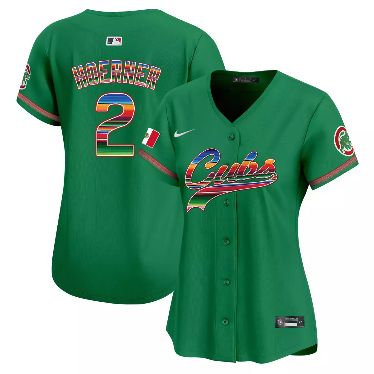 Hoerner Mexico 2 Cubs Jersey Green Cinco De Mayo Flag Women Split Design Red White