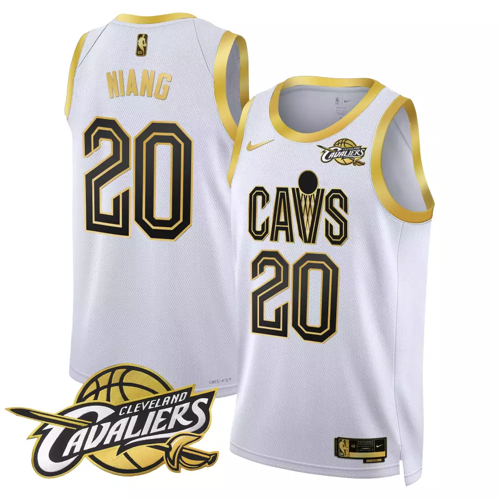 Lamine Niang 20 Jersey White Cleveland Cavaliers Men Gold Black Swingman v2 All Stitched